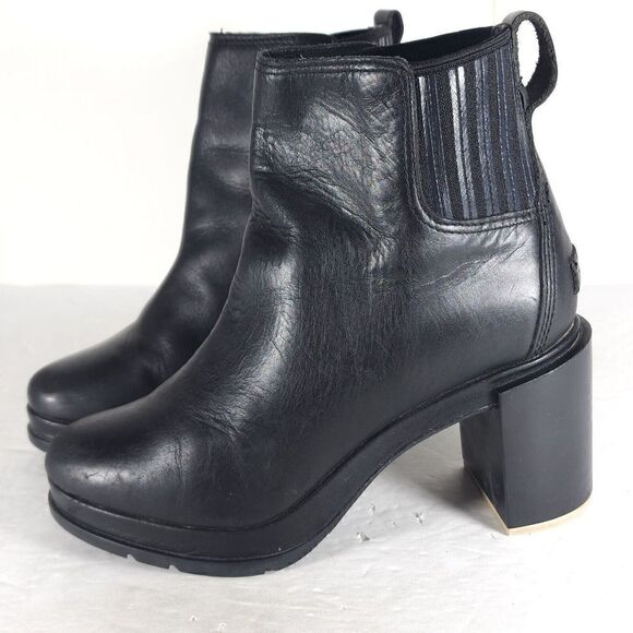 Sorel Women's Margot US 8 Black Leather Waterproof Pull On Ankle Chelsea Boots - Picture 2 of 15
